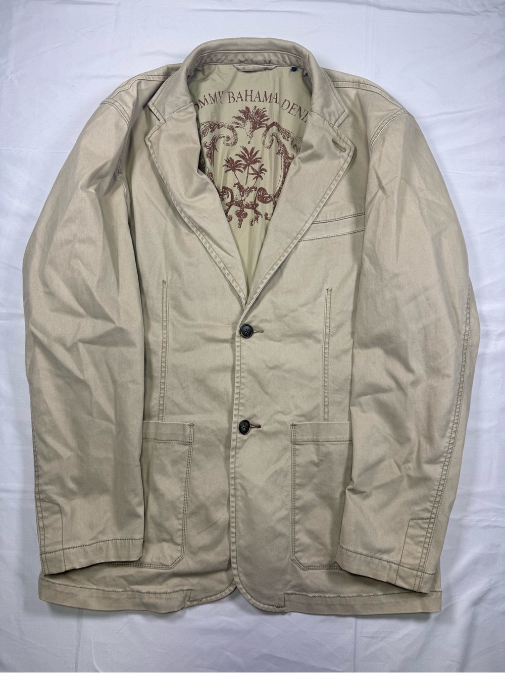 Tommy Bahama Coastal Grandpa Beige Relaxed Cotton Sport Coat - L